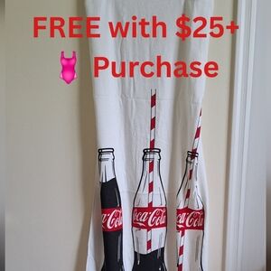 Coca-Cola Beach Towel with Red Bottle Design 100%Cotton